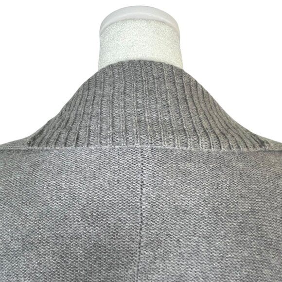 Poetry 100% Cashmere Open Front Cardigan Sweater Gray Knit Pocket Cocoon Wrap L - Picture 9 of 12